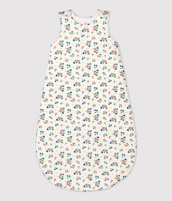 Saco de bebé con estampado de flores de algodón orgánico blanco MARSHMALLOW/blanco MULTICO