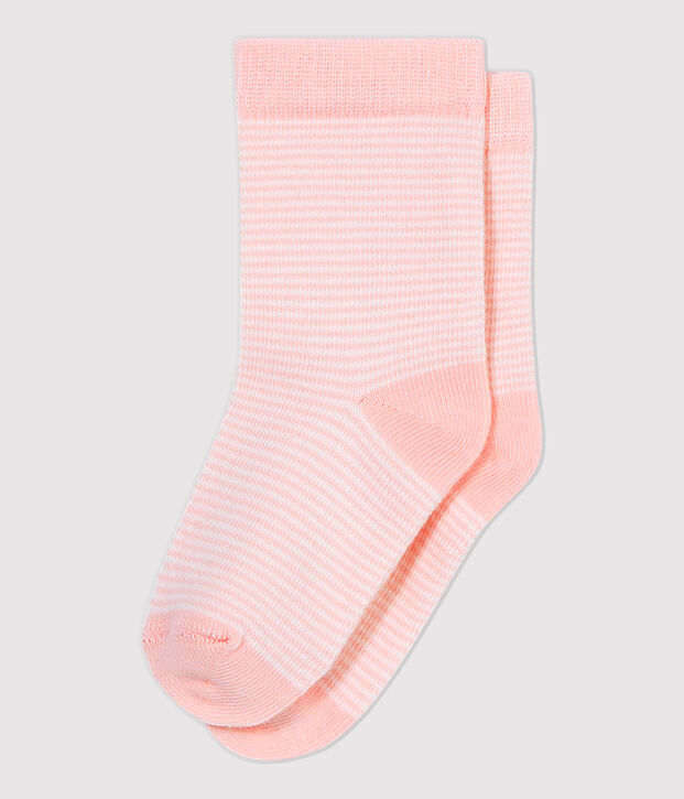 Par de calcetines de beb&eacute;. rosa/blanco