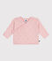 Jersey cruzado calado de punto tricotado de lana y algodón para bebé rosa JOLI