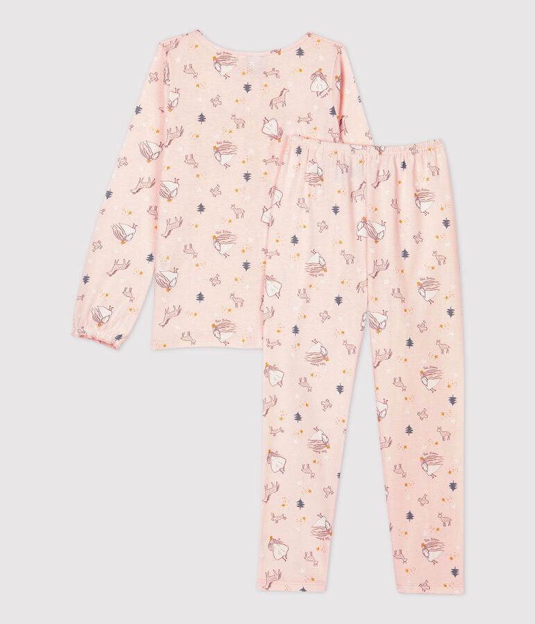 Pijama de ni&ntilde;a con estampado de princesa de algod&oacute;n rosa FLEUR/blanco MULTICO