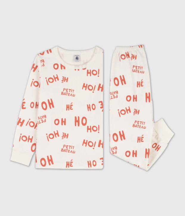 Pijama de felpa para ni&ntilde;o blanco/rosa