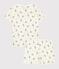 Pijama corto de algodón y lino con flores para niña blanco MARSHMALLOW/blanco MULTICO