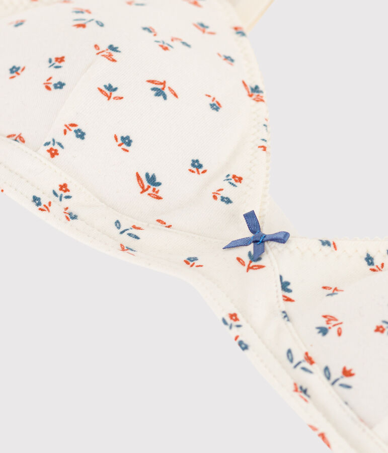 Sujetador de algod&oacute;n y elastano con relleno y flores de chica blanco/multicolor