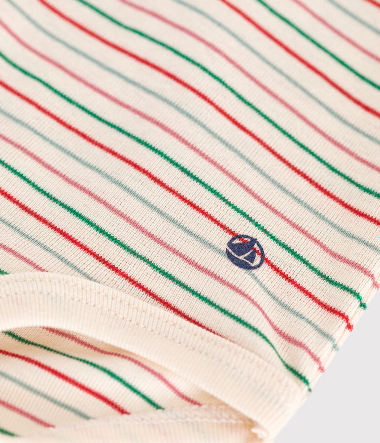 Body de algod&oacute;n de manga larga con cuello vuelto para beb&eacute; crudo/multicolor