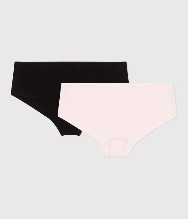 Juego de 2 culottes lisos de algod&oacute;n y elastano para mujer multicolor