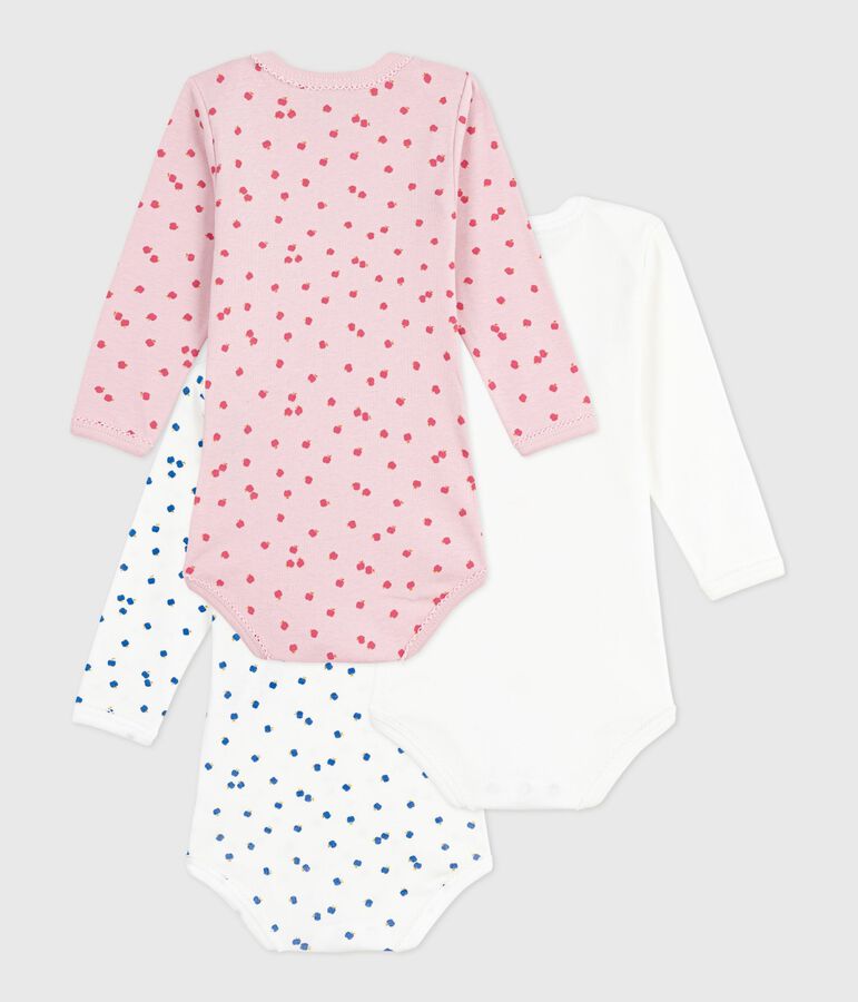 Juego de bodis de algod&oacute;n de manga larga con estampado de manzanas para beb&eacute; multicolor