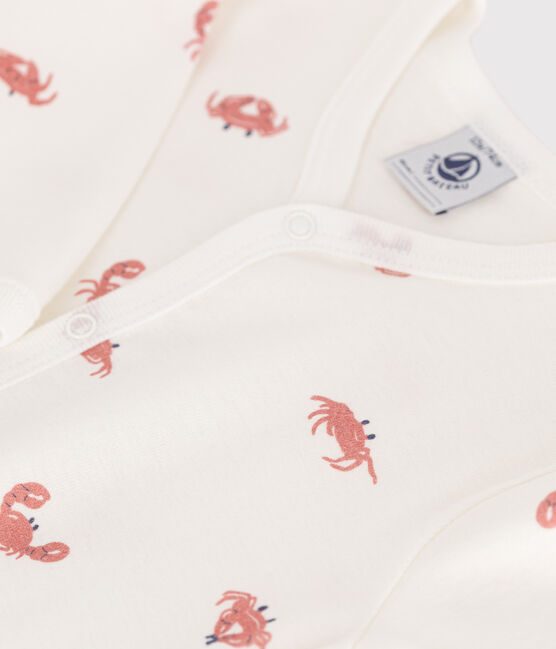 Pijama de algodón con cangrejos para bebé blanco MARSHMALLOW/blanco MULTICO