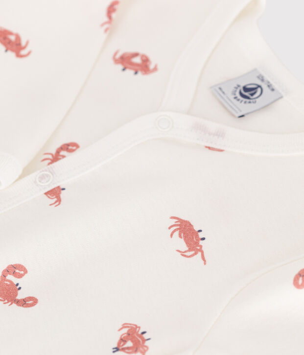 Pijama de algod&oacute;n con cangrejos para beb&eacute; blanco/multicolor