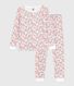 Pijama infantil de algodón con pierna muy ajustada y estampado de flores