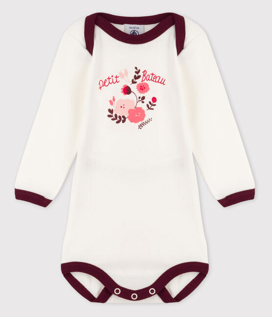 Bodi de manga larga para bebé niña rojo OGRE/blanco MARSHMALLOW