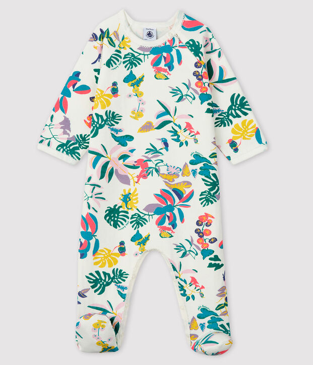 Pelele de punto tubular con cremallera para beb&eacute; ni&ntilde;a blanco/multicolor