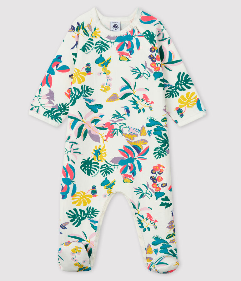 Pelele de punto tubular con cremallera para beb&eacute; ni&ntilde;a blanco/multicolor