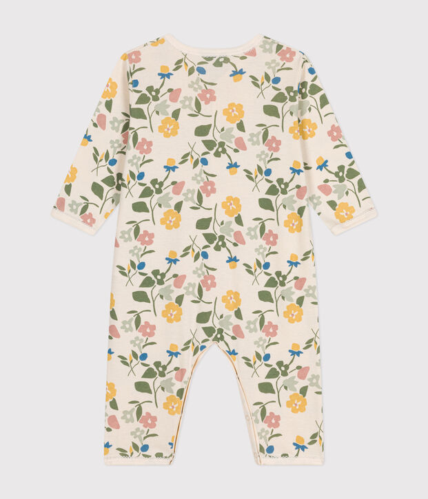 Pijama sin pies de algod&oacute;n con estampado de un motivo de flores para beb&eacute; crudo/multicolor