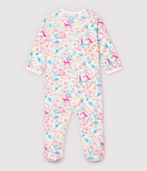 Pijama enterizo de jungla de algod&oacute;n de beb&eacute; ni&ntilde;a blanco/multicolor