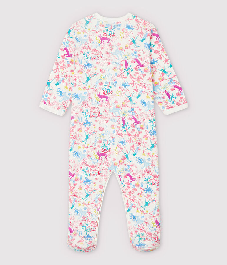Pijama enterizo de jungla de algod&oacute;n de beb&eacute; ni&ntilde;a blanco MARSHMALLOW/blanco MULTICO