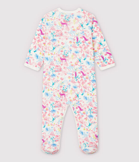 Pijama enterizo de jungla de algodón de bebé niña blanco MARSHMALLOW/blanco MULTICO