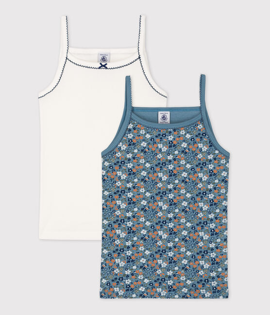 Juego de 2 camisas de tirantes de flores de algodón de niña variante 1