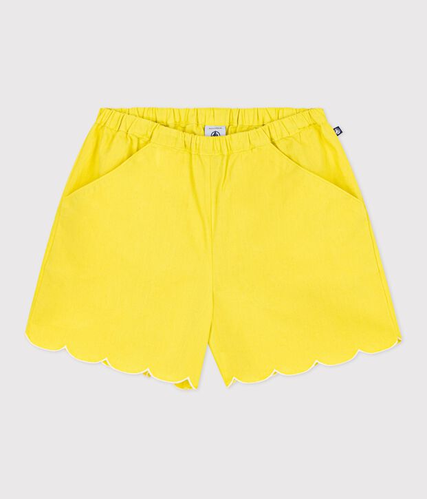 Shorts infantiles de algod&oacute;n liso amarillo