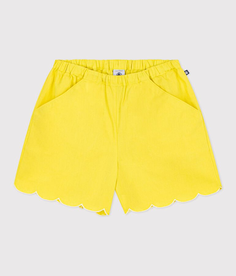 Shorts infantiles de algod&oacute;n liso amarillo