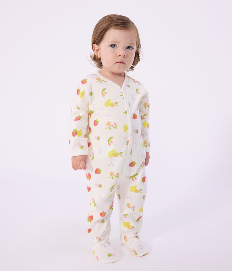 Pijama de algod&oacute;n con estampado de frutas para beb&eacute; blanco MARSHMALLOW/blanco MULTICO