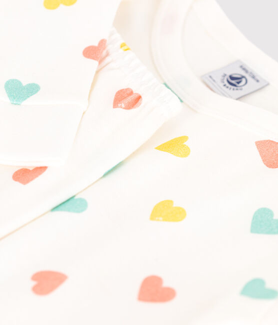 Pijama infantil muy ajustado en algodón estampado blanco MARSHMALLOW/blanco MULTICO