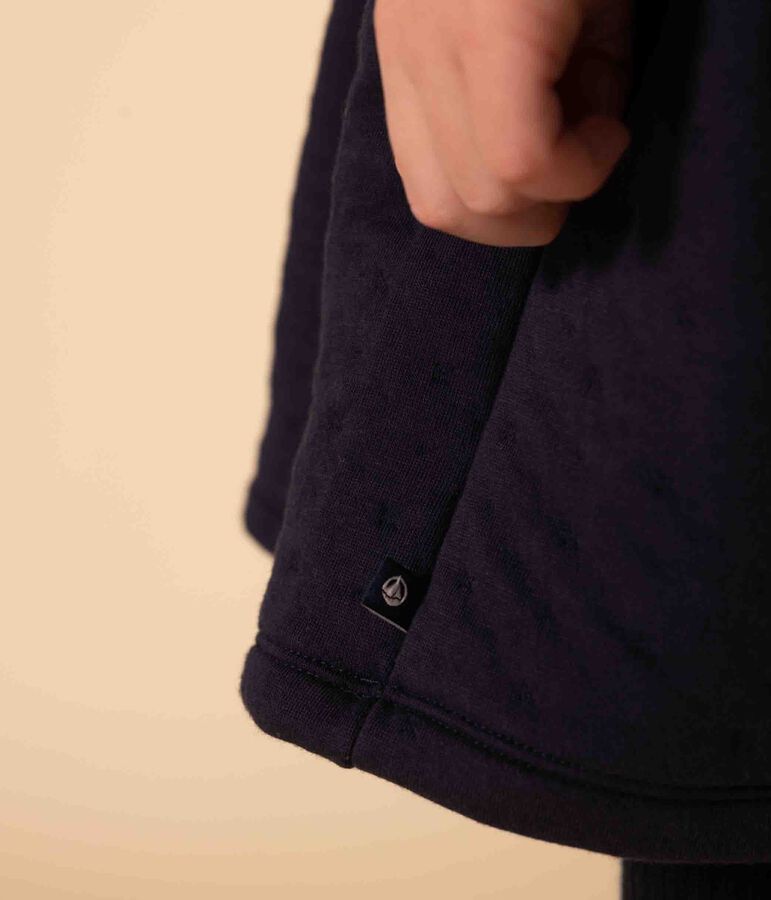 Vestido de manga larga infantil liso para ni&ntilde;a azul