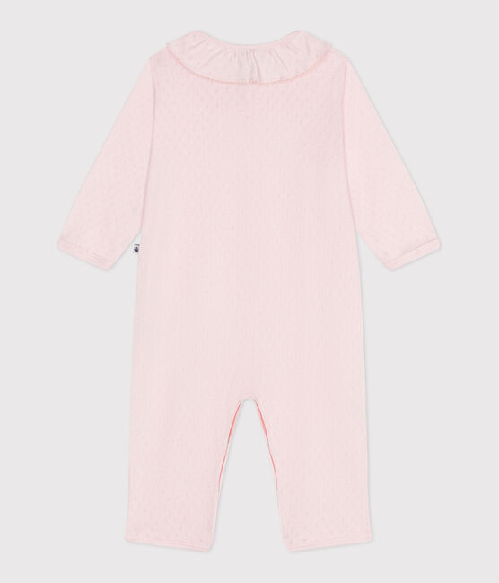 Pijama de algodón sin pies con cuello claudine para bebé rosa FLEUR