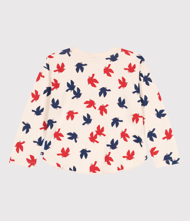 Camiseta infantil de algod&oacute;n de manga larga con estampado crudo/multicolor