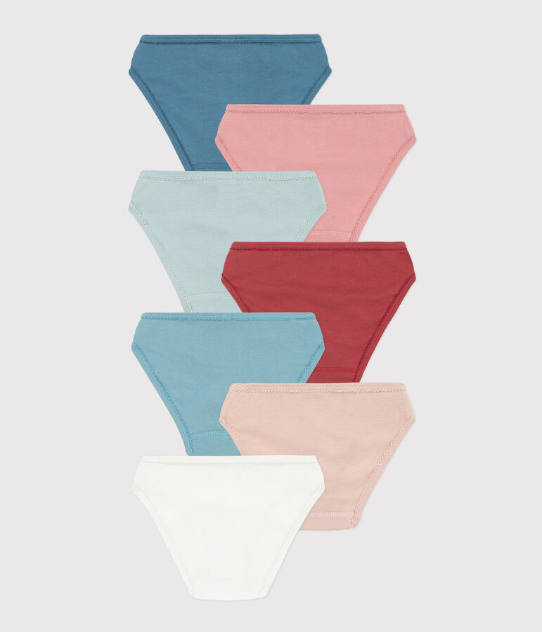 Juego de 7 braguitas lisas de algod&oacute;n para ni&ntilde;a multicolor