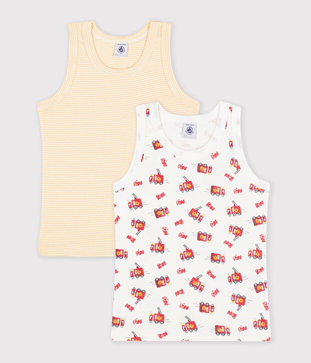 Juego de camisetas infantiles sin mangas de algod&oacute;n con estampado de bombero multicolor