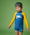 Camiseta anti-uv reciclada de niño azul MYKONOS/amarillo TEHONI