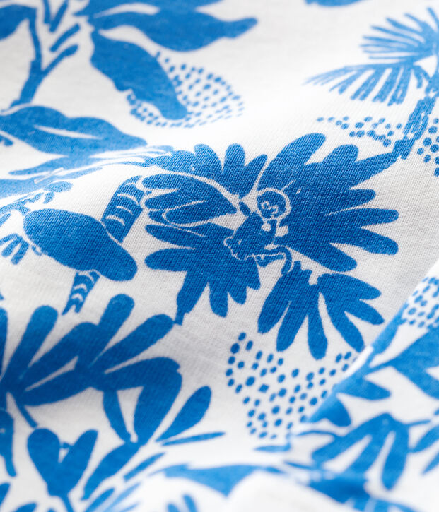 Pelele vegetal sin pies de algod&oacute;n de beb&eacute; blanco/azul