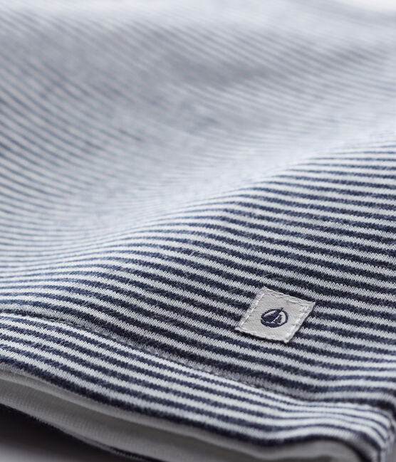 Chaleco de bebé en punto azul SMOKING/blanco MARSHMALLOW