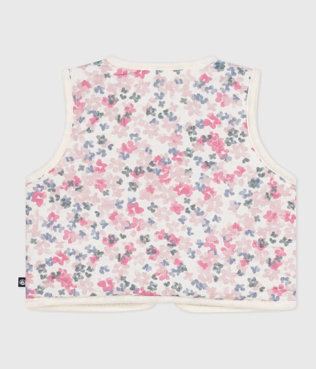 Chaleco estampado de popelina de algod&oacute;n y borreguito para beb&eacute; crudo/multicolor