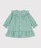 Vestido vichy de manga larga de algod&oacute;n para beb&eacute; verde/blanco