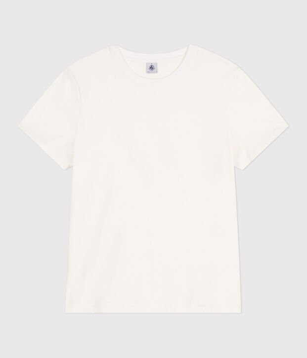Camiseta Recta de algod&oacute;n liso para mujer blanco