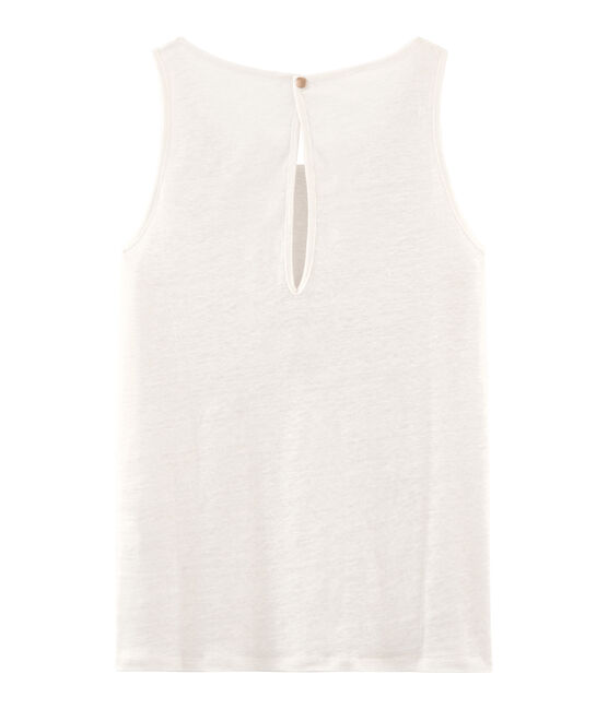 Camiseta de tirantes de lino irisado para mujer blanco MARSHMALLOW/rosa COPPER