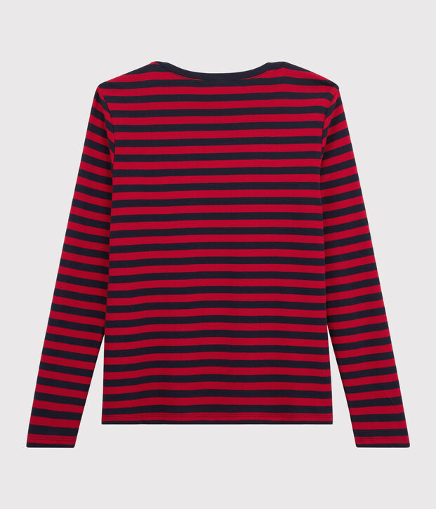 Camiseta a rayas para mujer azul/rojo