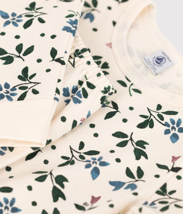Pijama de felpa con flor para ni&ntilde;a crudo/multicolor