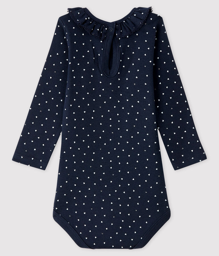 Bodi de manga larga para beb&eacute; ni&ntilde;a azul SMOKING/blanco MULTICO