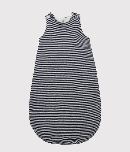 Saco a rayas de bebé de terciopelo de algodón orgánico azul SMOKING/blanco MARSHMALLOW