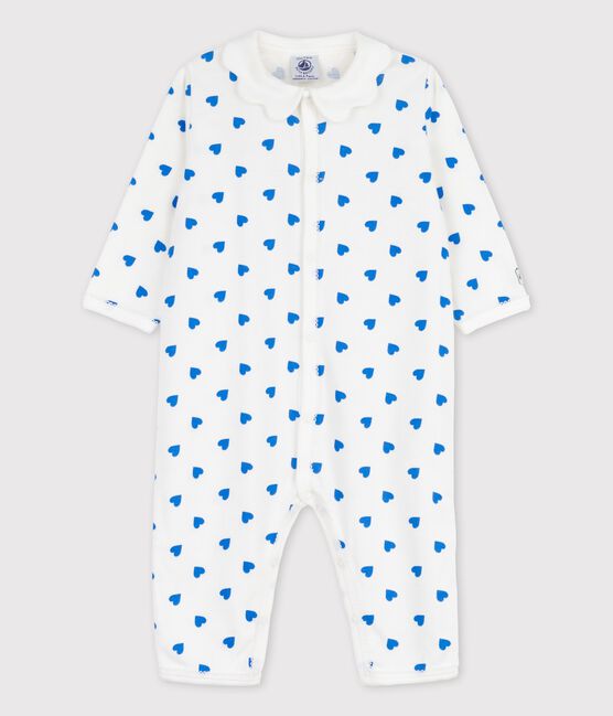 Pelele de corazones azules sin pies de bebé blanco MARSHMALLOW/azul BRASIER