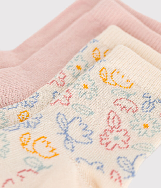 2 pares de calcetines de algod&oacute;n con flores para beb&eacute; multicolor