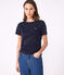 Camiseta icónica de mujer con cuello almirante de algodón  azul SMOKING
