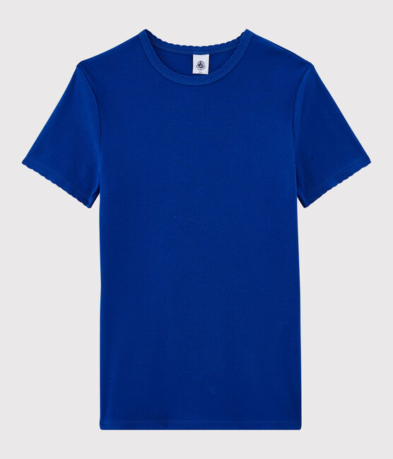 Camiseta de cuello redondo emblemática de algodón de mujer azul SURF