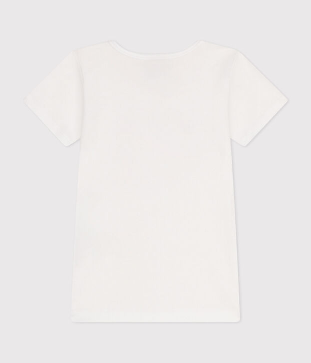Camiseta infantil de manga corta de algod&oacute;n blanco