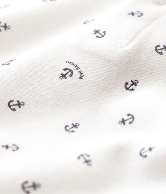 Body estampado de algodón y manga corta de bebé niño blanco MARSHMALLOW/azul SMOKING