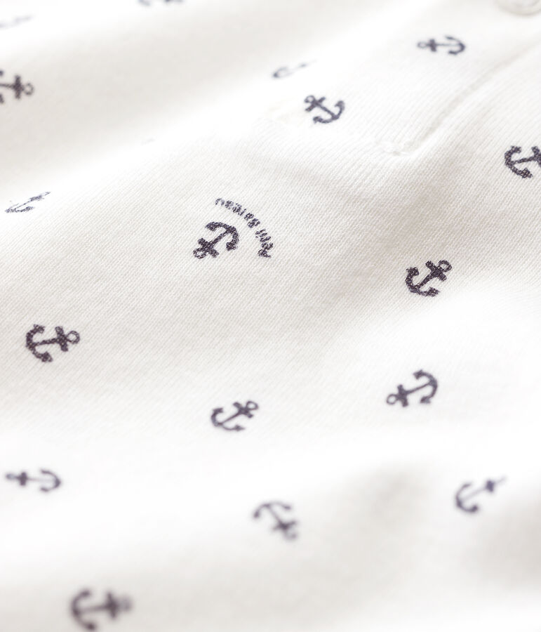 Body estampado de algod&oacute;n y manga corta de beb&eacute; ni&ntilde;o blanco/azul