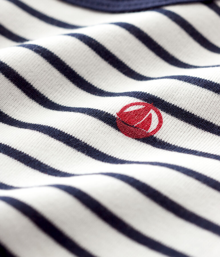 Sudadera a rayas marineras de algod&oacute;n de beb&eacute; ni&ntilde;o blanco MARSHMALLOW/azul SMOKING