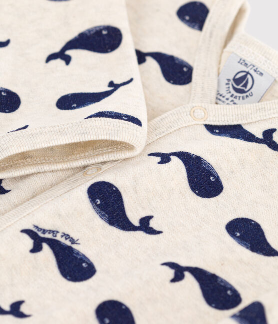 Pijama de terciopelo con ballenas marinas beige MONTELIMAR/azul MEDIEVAL